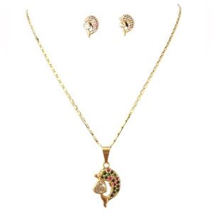 Elegant Gold Dolphin Pendant Necklace 17 Inc.